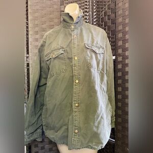 Basic Editions Green Lined Jean Jacket Size: Medium
